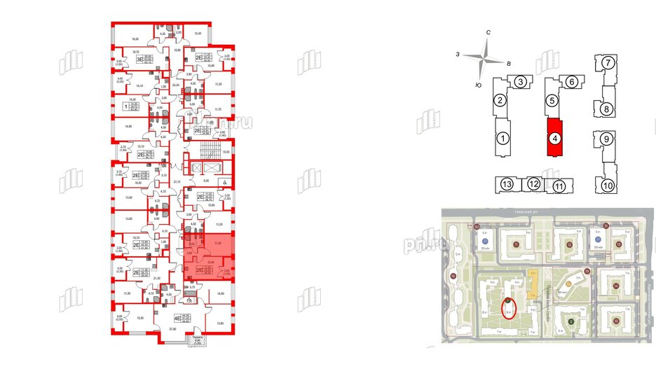 Квартира в ЖК NEWПИТЕР, 1 комнатная, 36.5 м², 2 этаж