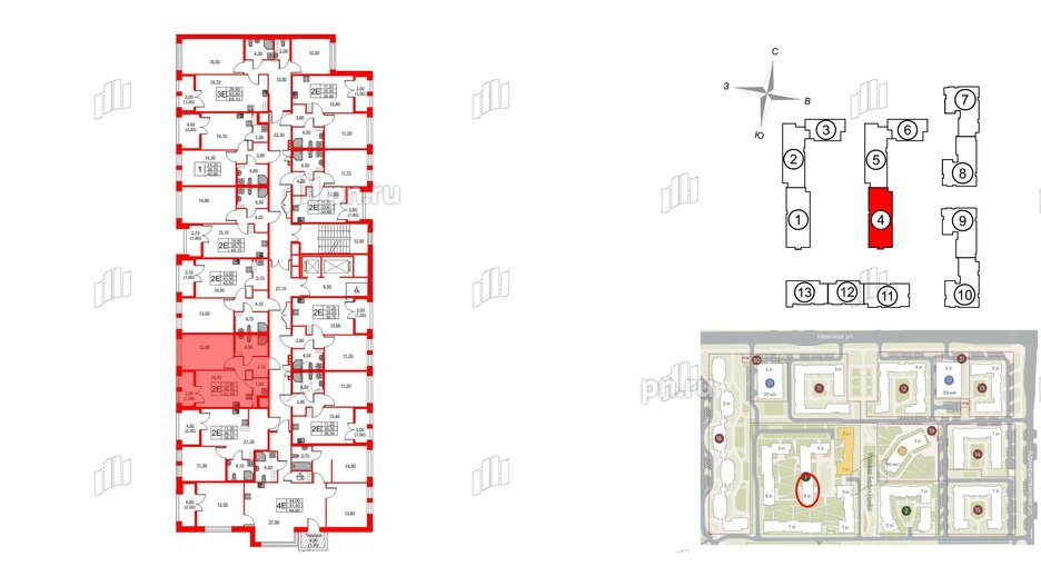 Квартира в ЖК NEWПИТЕР, 1 комнатная, 41.9 м², 2 этаж