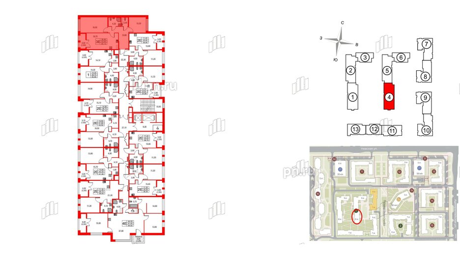 Квартира в ЖК NEWПИТЕР, 2 комнатная, 65.1 м², 2 этаж