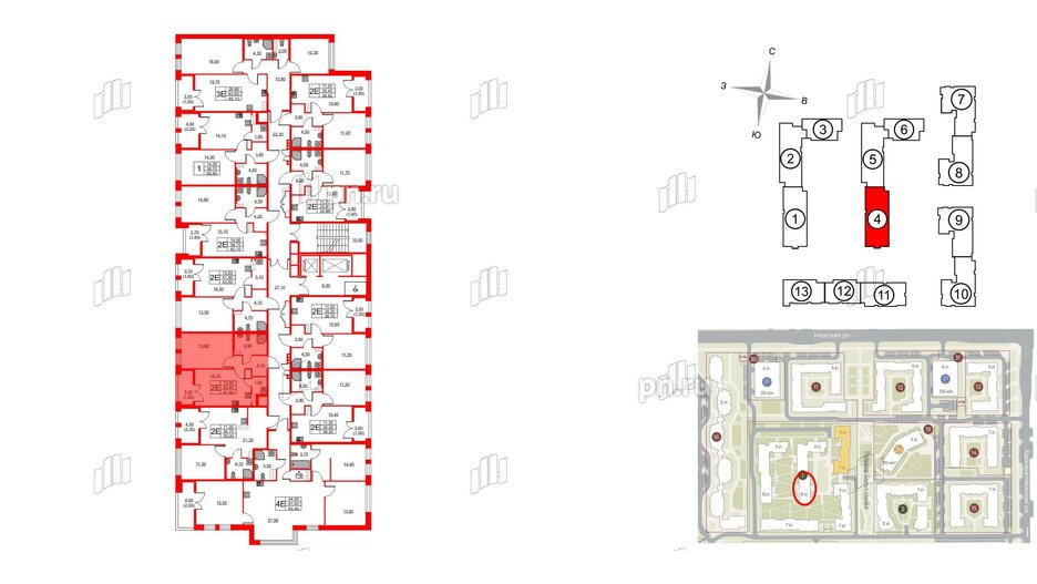 Квартира в ЖК NEWПИТЕР, 1 комнатная, 41.9 м², 7 этаж