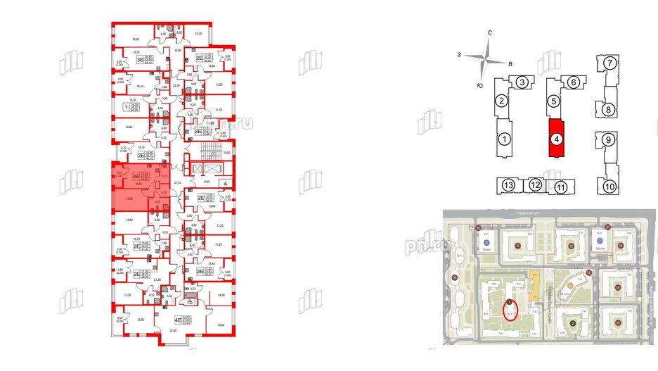 Квартира в ЖК NEWПИТЕР, 1 комнатная, 43.5 м², 7 этаж