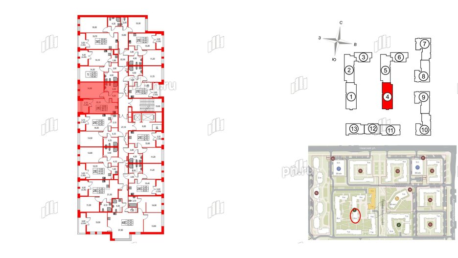 Квартира в ЖК NEWПИТЕР, 1 комнатная, 40.1 м², 7 этаж