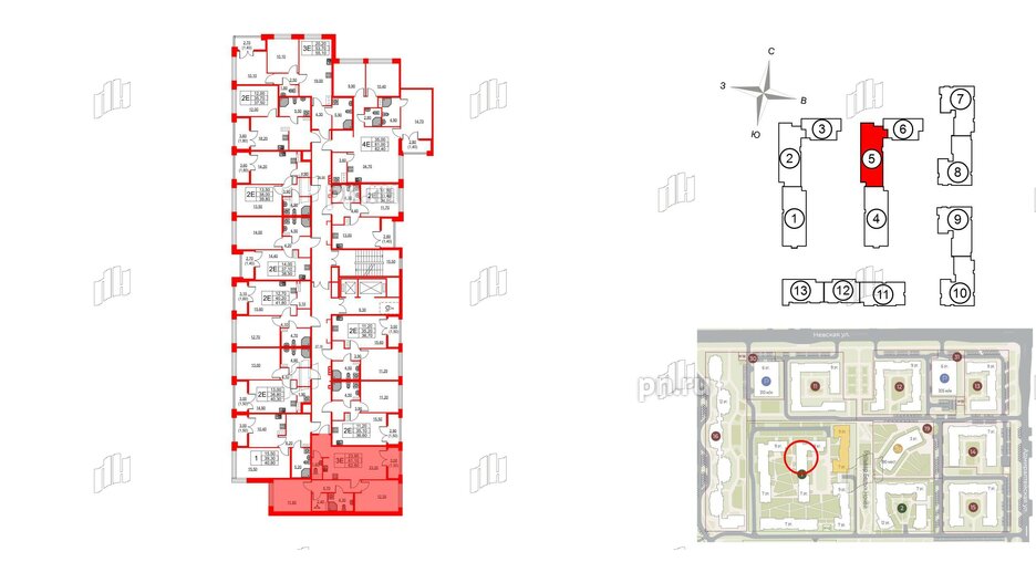 Квартира в ЖК NEWПИТЕР, 2 комнатная, 62.6 м², 2 этаж