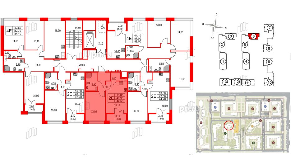 Квартира в ЖК NEWПИТЕР, 1 комнатная, 42.5 м², 7 этаж