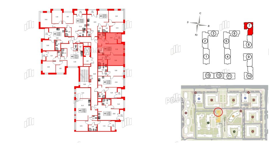 Квартира в ЖК NEWПИТЕР, 2 комнатная, 63.5 м², 2 этаж