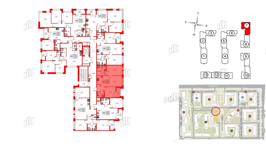 Квартира в ЖК NEWПИТЕР, 2 комнатная, 63.4 м², 2 этаж