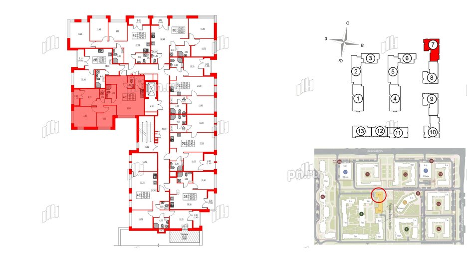 Квартира в ЖК NEWПИТЕР, 3 комнатная, 73 м², 8 этаж