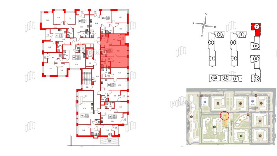 Квартира в ЖК NEWПИТЕР, 2 комнатная, 62.9 м², 8 этаж