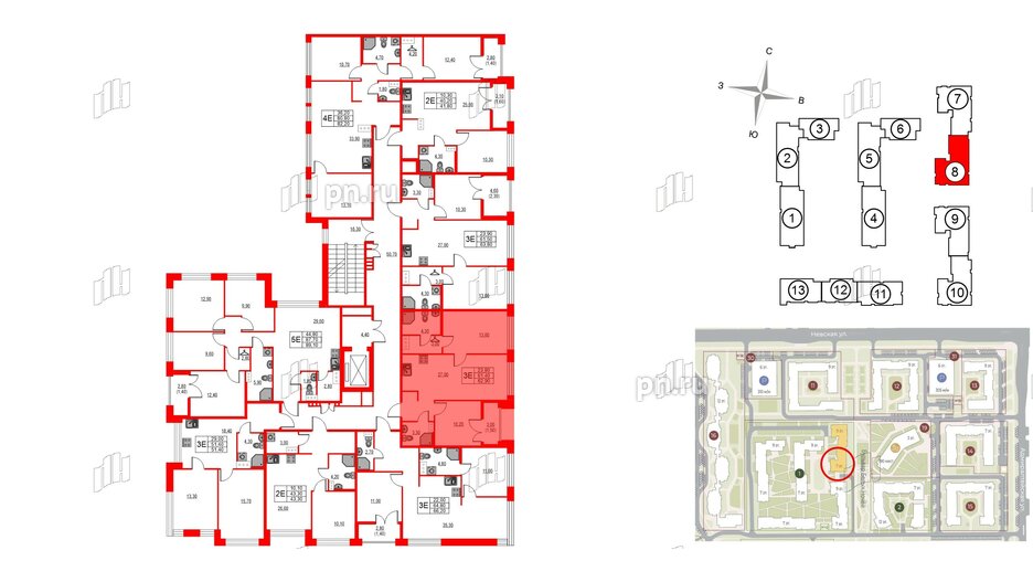 Квартира в ЖК NEWПИТЕР, 2 комнатная, 62.9 м², 4 этаж