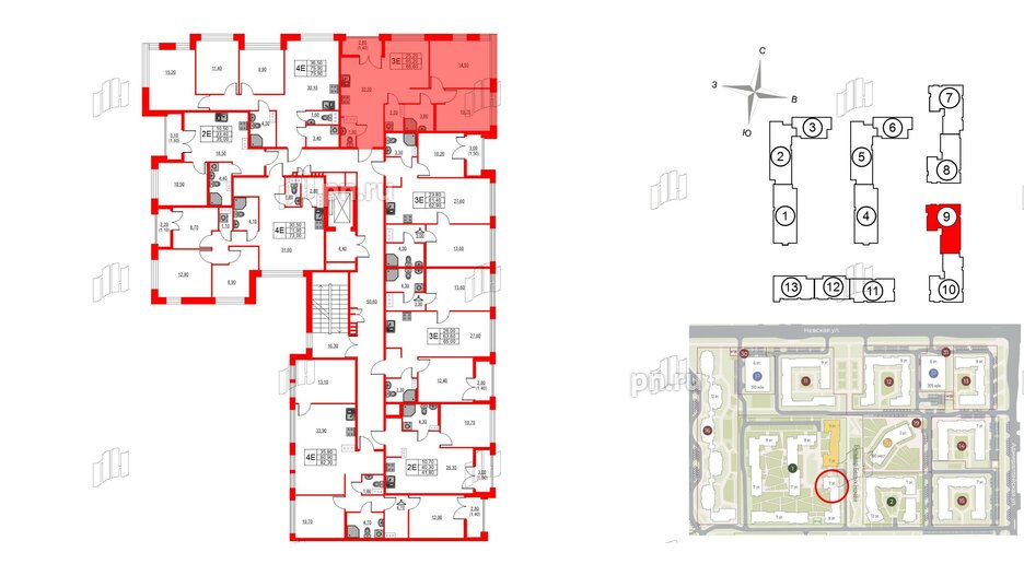 Квартира в ЖК NEWПИТЕР, 2 комнатная, 66.6 м², 4 этаж