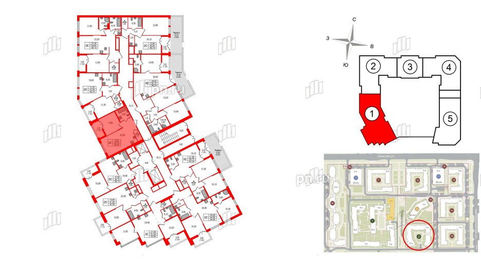 Квартира в ЖК NEWПИТЕР, 1 комнатная, 38.4 м², 2 этаж