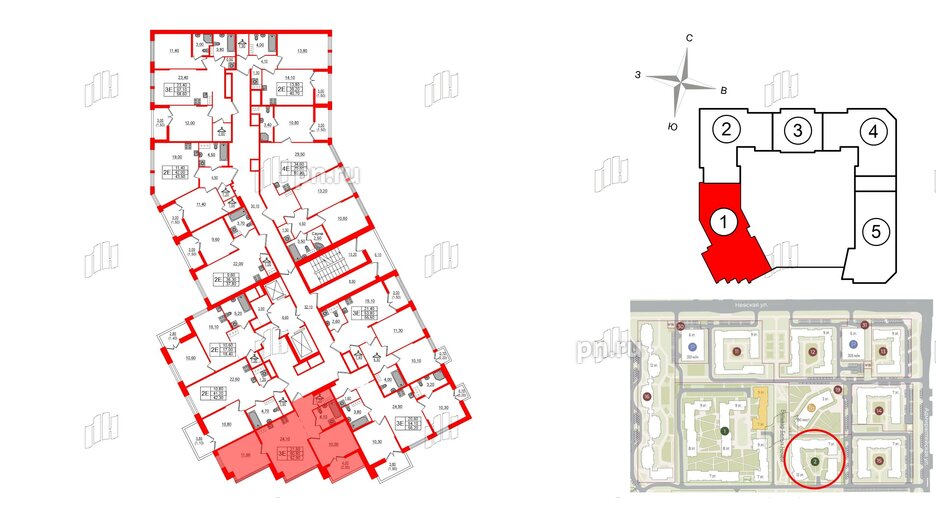 Квартира в ЖК NEWПИТЕР, 2 комнатная, 52.9 м², 3 этаж