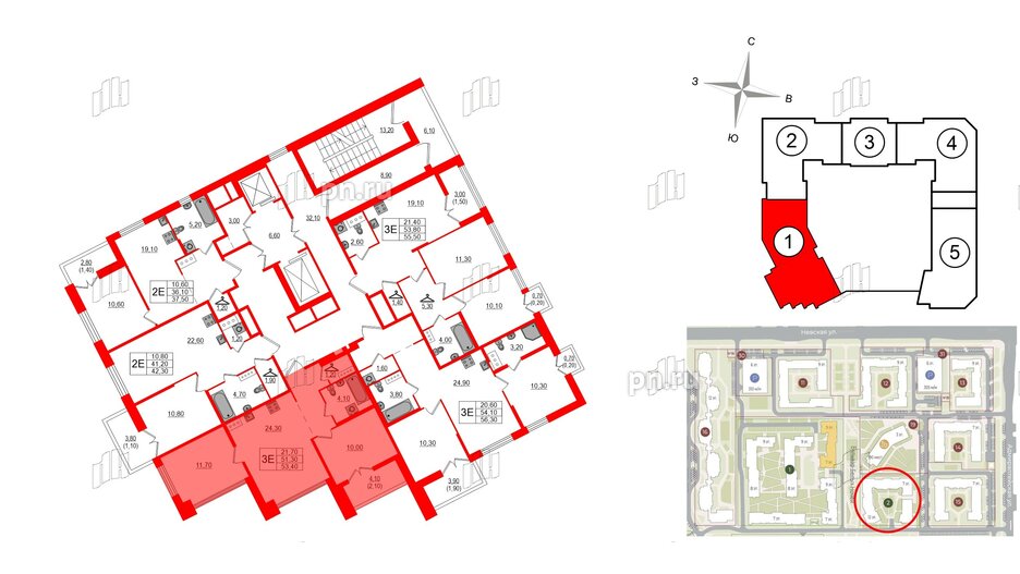 Квартира в ЖК NEWПИТЕР, 2 комнатная, 53.4 м², 9 этаж