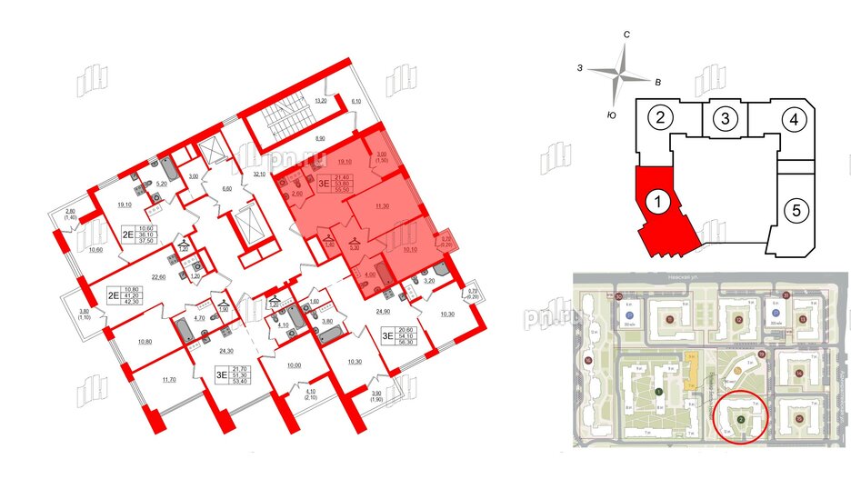 Квартира в ЖК NEWПИТЕР, 2 комнатная, 55.5 м², 11 этаж