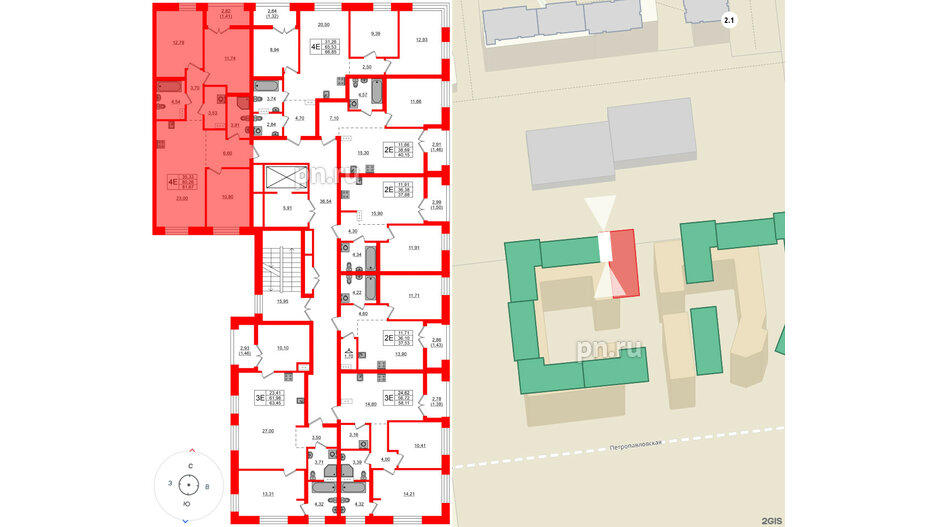 Квартира в ЖК NEWПИТЕР, 3 комнатная, 81.67 м², 7 этаж