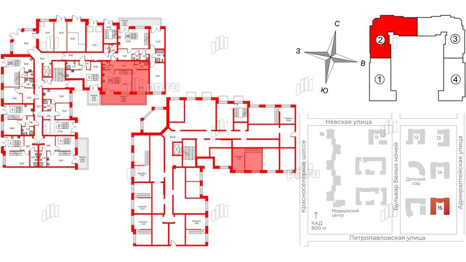 Квартира в ЖК NEWПИТЕР, 1 комнатная, 79.1 м², 1 этаж