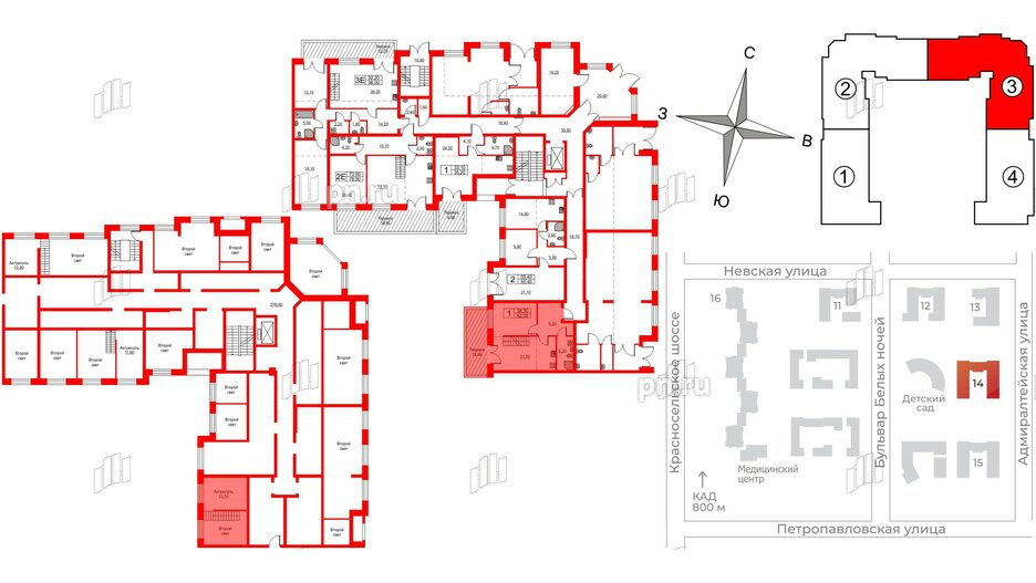 Квартира в ЖК NEWПИТЕР, 1 комнатная, 62 м², 1 этаж