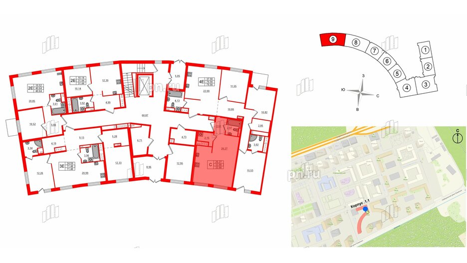 Квартира в ЖК 'OKLA', студия, 33.9 м², 1 этаж