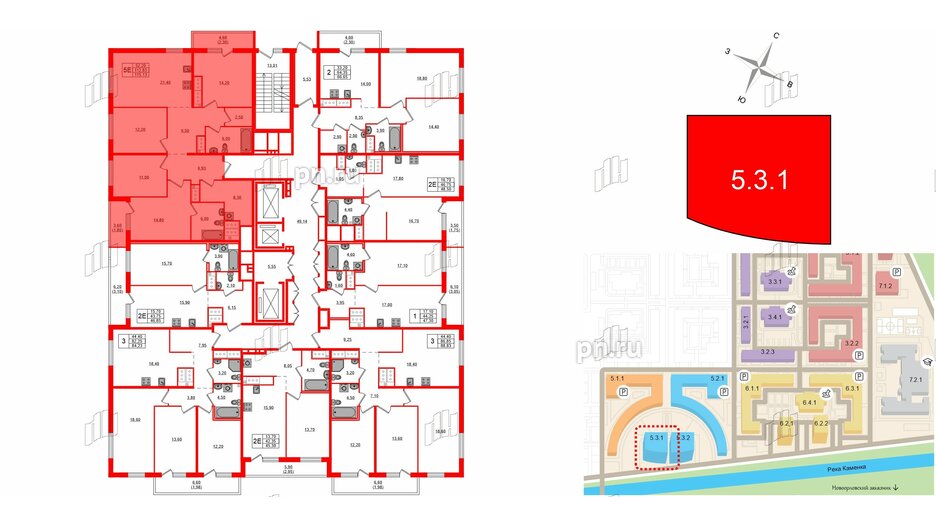 Квартира в ЖК 'OKLA', 4 комнатная, 116.93 м², 25 этаж