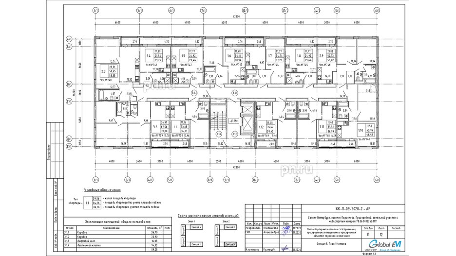 Квартира в ЖК ЦДС Parkolovo, 3 комнатная, 67.56 м², 10 этаж