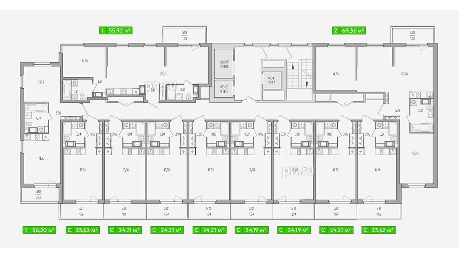 Квартира в ЖК Simple, 1 комнатная, 61.01 м², 13 этаж