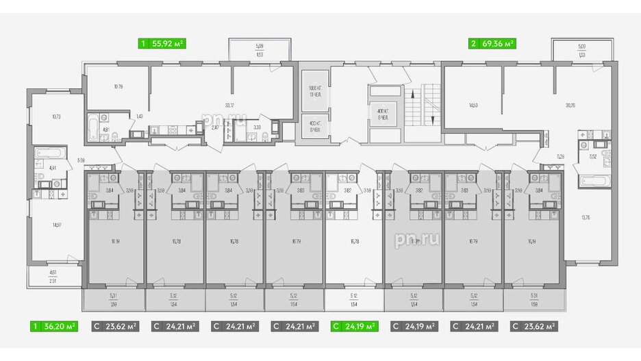 Квартира в ЖК Simple, 3 комнатная, 74.45 м², 3 этаж