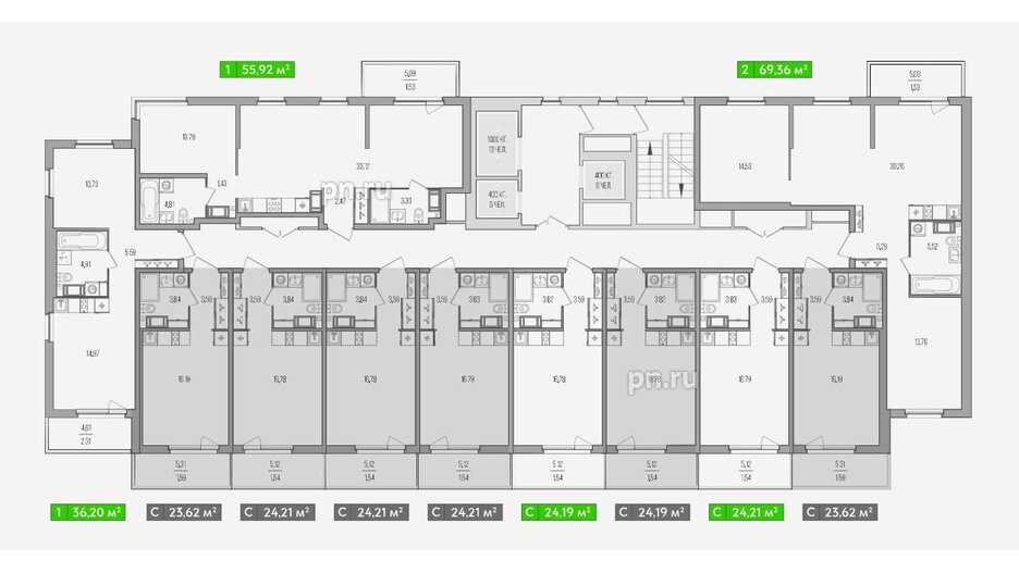 Квартира в ЖК Simple, 1 комнатная, 61.01 м², 4 этаж