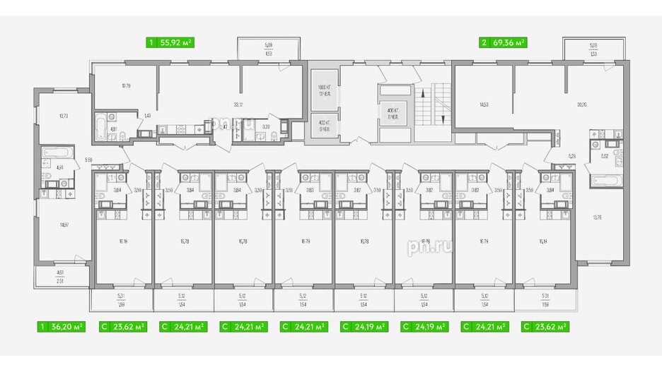 Квартира в ЖК Simple, 1 комнатная, 61.01 м², 9 этаж