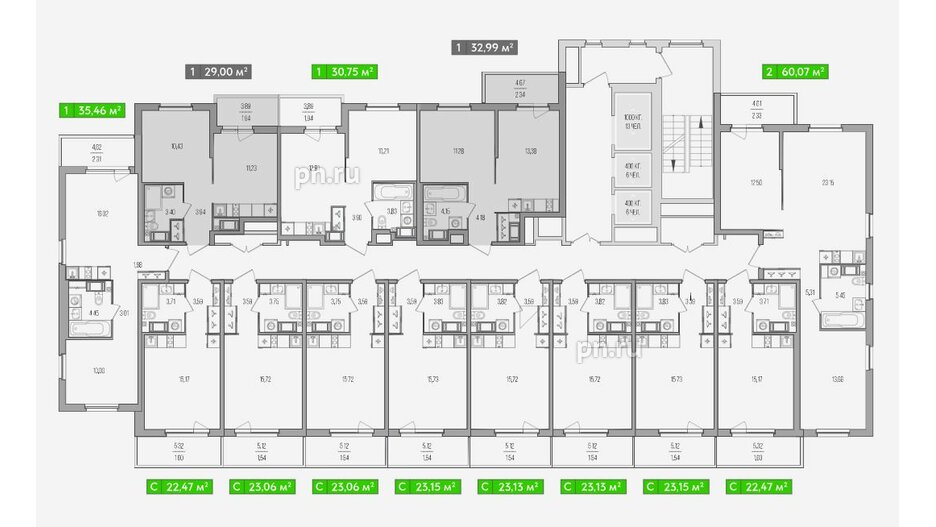 Квартира в ЖК Simple, 2 комнатная, 64.73 м², 12 этаж