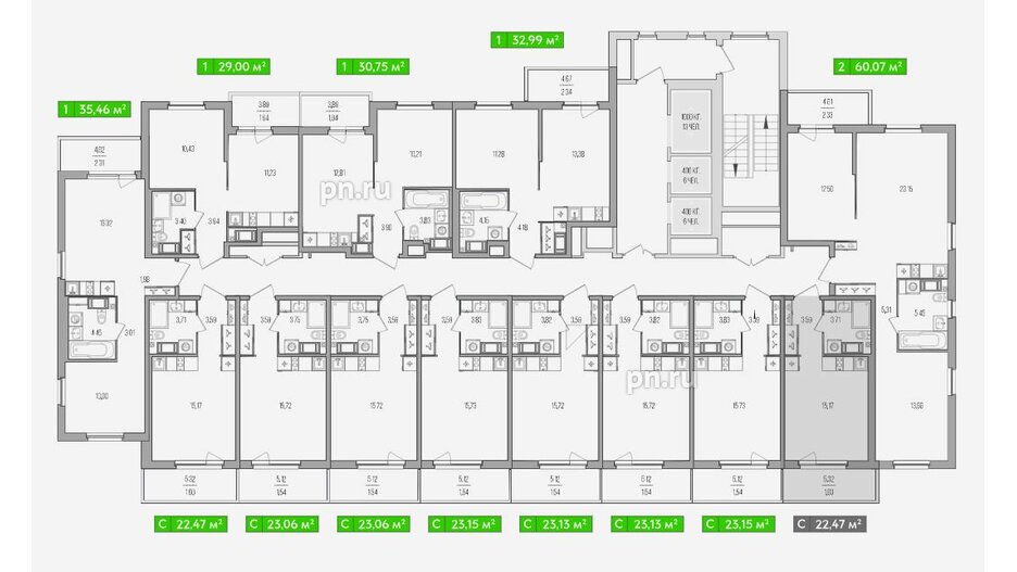 Квартира в ЖК Simple, 2 комнатная, 64.73 м², 14 этаж