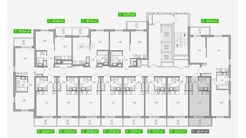 Квартира в ЖК Simple, 1 комнатная, 32.88 м², 15 этаж