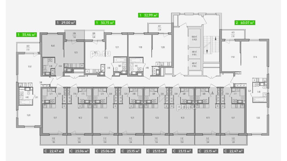 Квартира в ЖК Simple, 2 комнатная, 64.73 м², 2 этаж