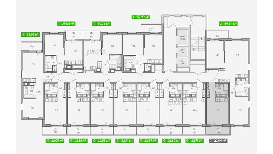 Квартира в ЖК Simple, 1 комнатная, 32.88 м², 20 этаж