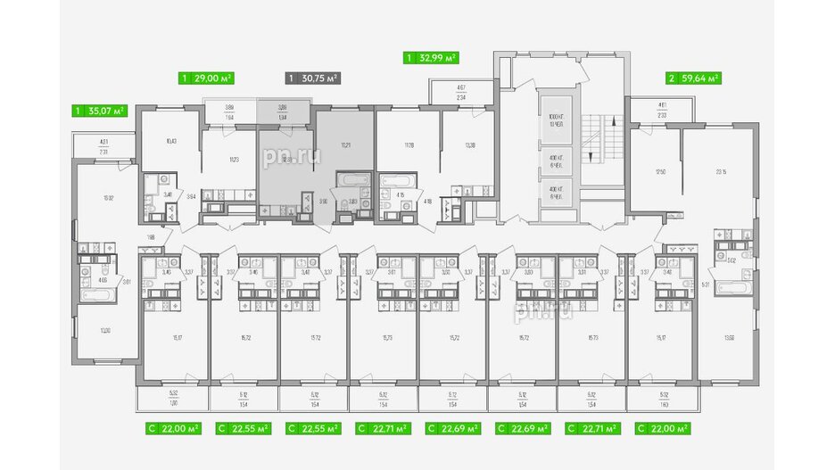 Квартира в ЖК Simple, 1 комнатная, 37.66 м², 23 этаж