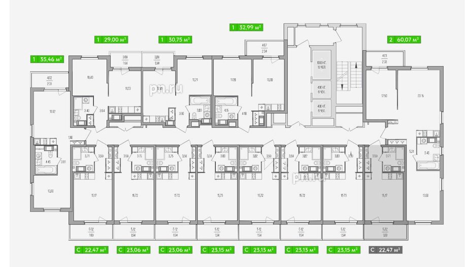 Квартира в ЖК Simple, 2 комнатная, 64.73 м², 8 этаж