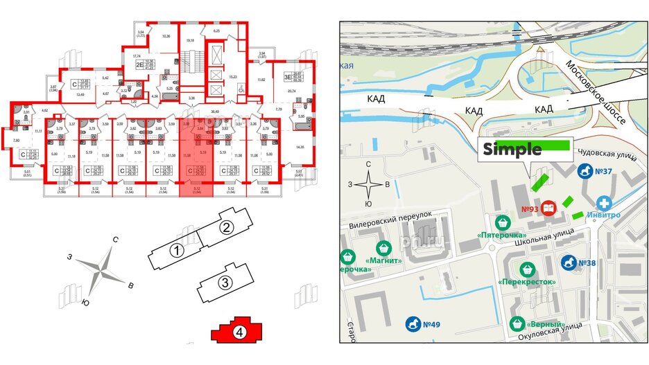 Квартира в ЖК Simple, студия, 29.3 м², 12 этаж