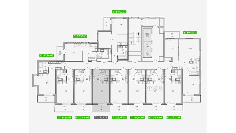 Квартира в ЖК Simple, 2 комнатная, 69.39 м², 4 этаж