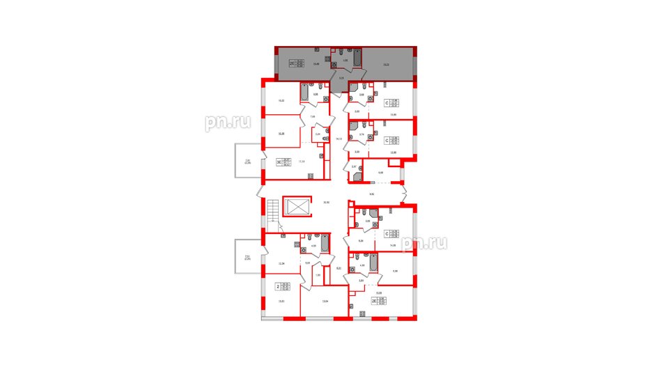 Квартира в ЖК Plus Пулковский, 1 комнатная, 40.88 м², 1 этаж