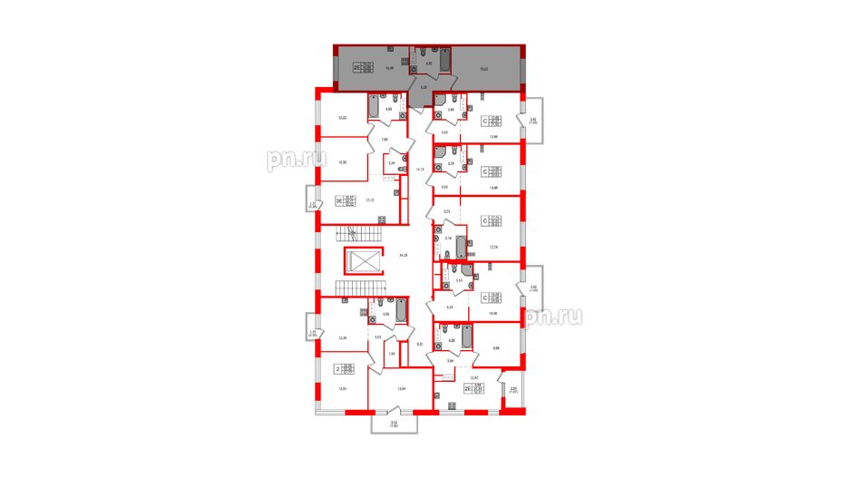 Квартира в ЖК Plus Пулковский, 1 комнатная, 40.88 м², 5 этаж