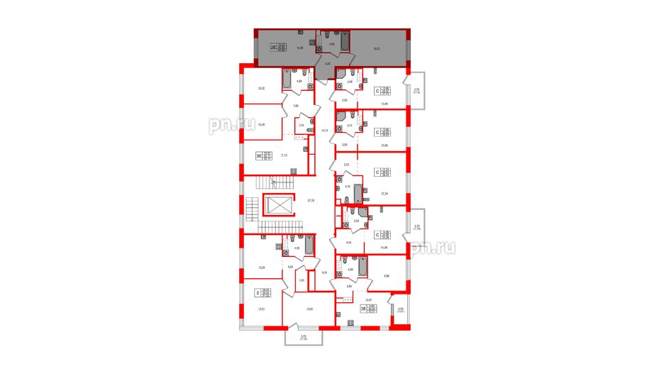 Квартира в ЖК Plus Пулковский, 1 комнатная, 40.88 м², 2 этаж