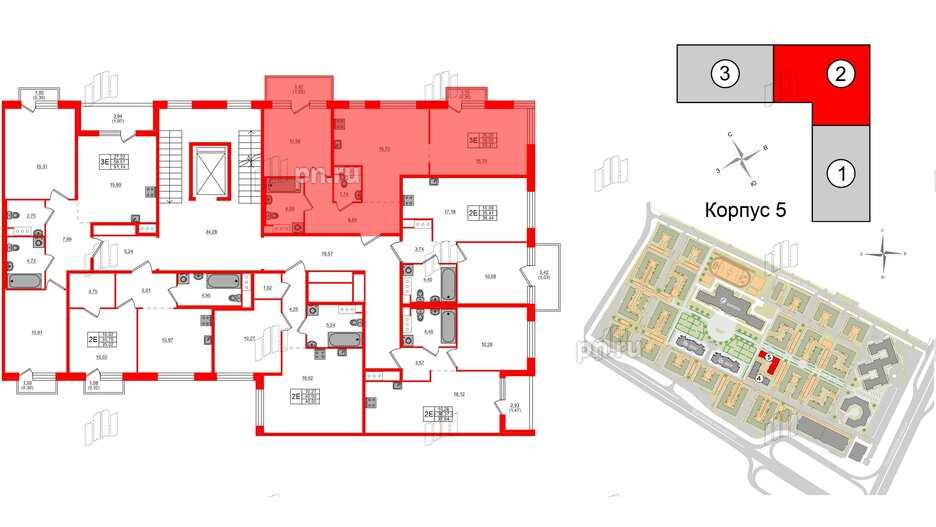 Квартира в ЖК Plus Пулковский, 2 комнатная, 59.37 м², 5 этаж