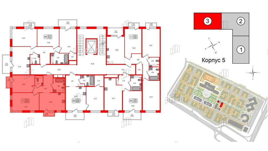 Квартира в ЖК Plus Пулковский, 2 комнатная, 55.32 м², 5 этаж