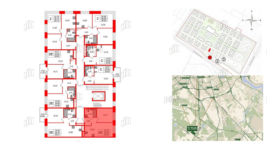 Квартира в ЖК Plus Пулковский, 1 комнатная, 35.54 м², 5 этаж