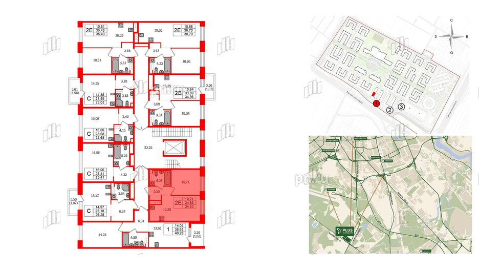 Квартира в ЖК Plus Пулковский, 1 комнатная, 34.83 м², 4 этаж