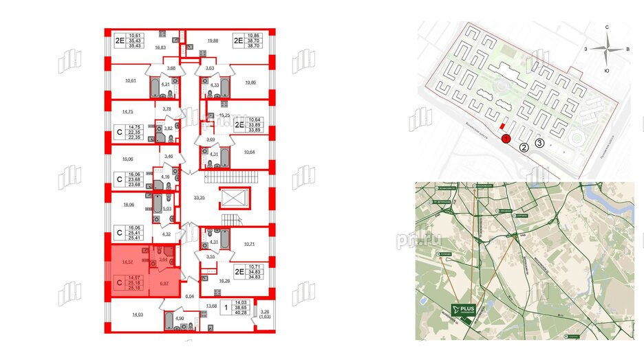 Квартира в ЖК Plus Пулковский, студия, 25.18 м², 5 этаж