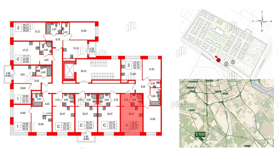 Квартира в ЖК Plus Пулковский, студия, 23.75 м², 5 этаж