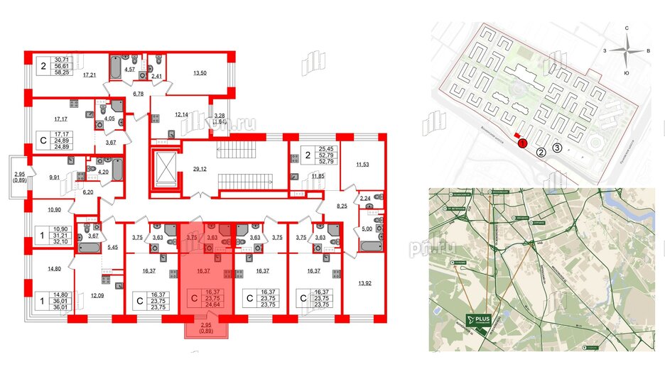 Квартира в ЖК Plus Пулковский, студия, 24.64 м², 5 этаж