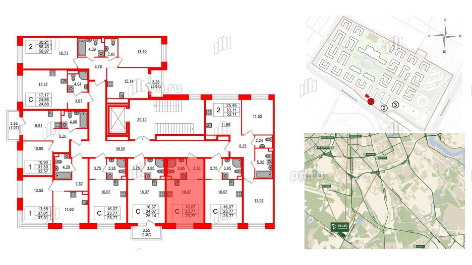 Квартира в ЖК Plus Пулковский, студия, 23.77 м², 2 этаж