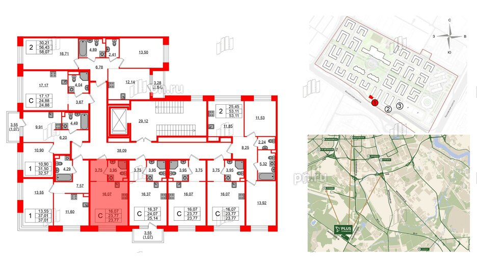 Квартира в ЖК Plus Пулковский, студия, 23.77 м², 2 этаж