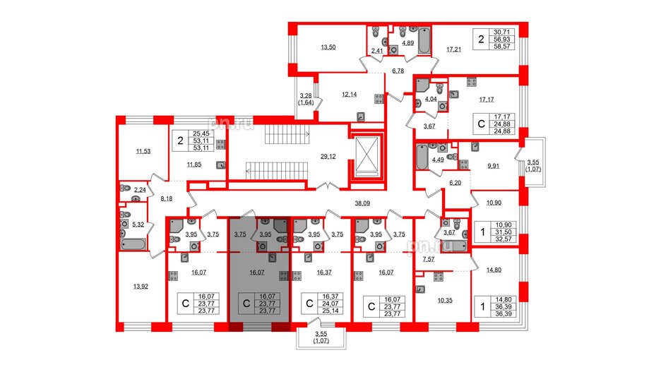 Квартира в ЖК Plus Пулковский, студия, 23.77 м², 2 этаж